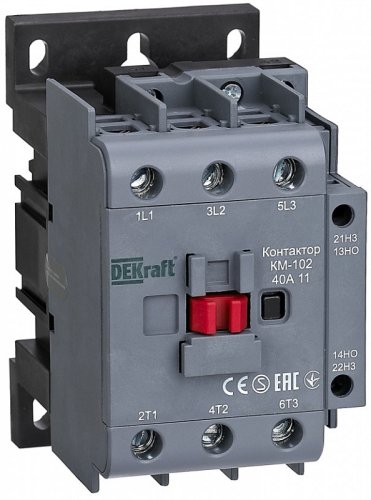 Контактор DEKraft КМ-102 3п 1НО+1НЗ 40А 48В тип АС3  картинка